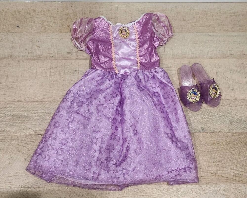 DISNEY TANGELED RAPUNZEL PRINCESS PURPLE PINK HALOWEN COSTUME DRESS Shoes 4 5 6x